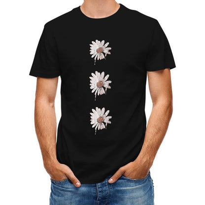 Inkmay Casual Cotton T-shirt Three White Flowers With Brown Centers Unisex T-shirtPocket Tee Premium T-Shirt