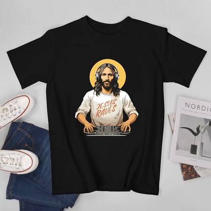 Inkmay Casual  Cotton T-shirt Jesus Wears Headphones And Tshirt Unisex T-shirtSport Modern T-Shirt