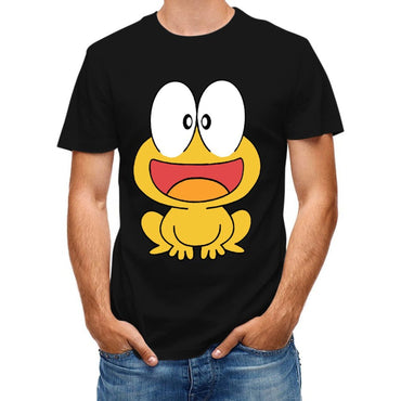 Inkmay Casual Cotton T-shirt Cute Yellow Frog With Big Eyes Unisex T-shirtPocket Tee Soft-Touch T-Shirt