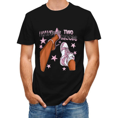 Inkmay Casual Cotton T-shirt Shoes With Stars And Text Prints Unisex T-shirtClean Edges Outdoor T-Shirt