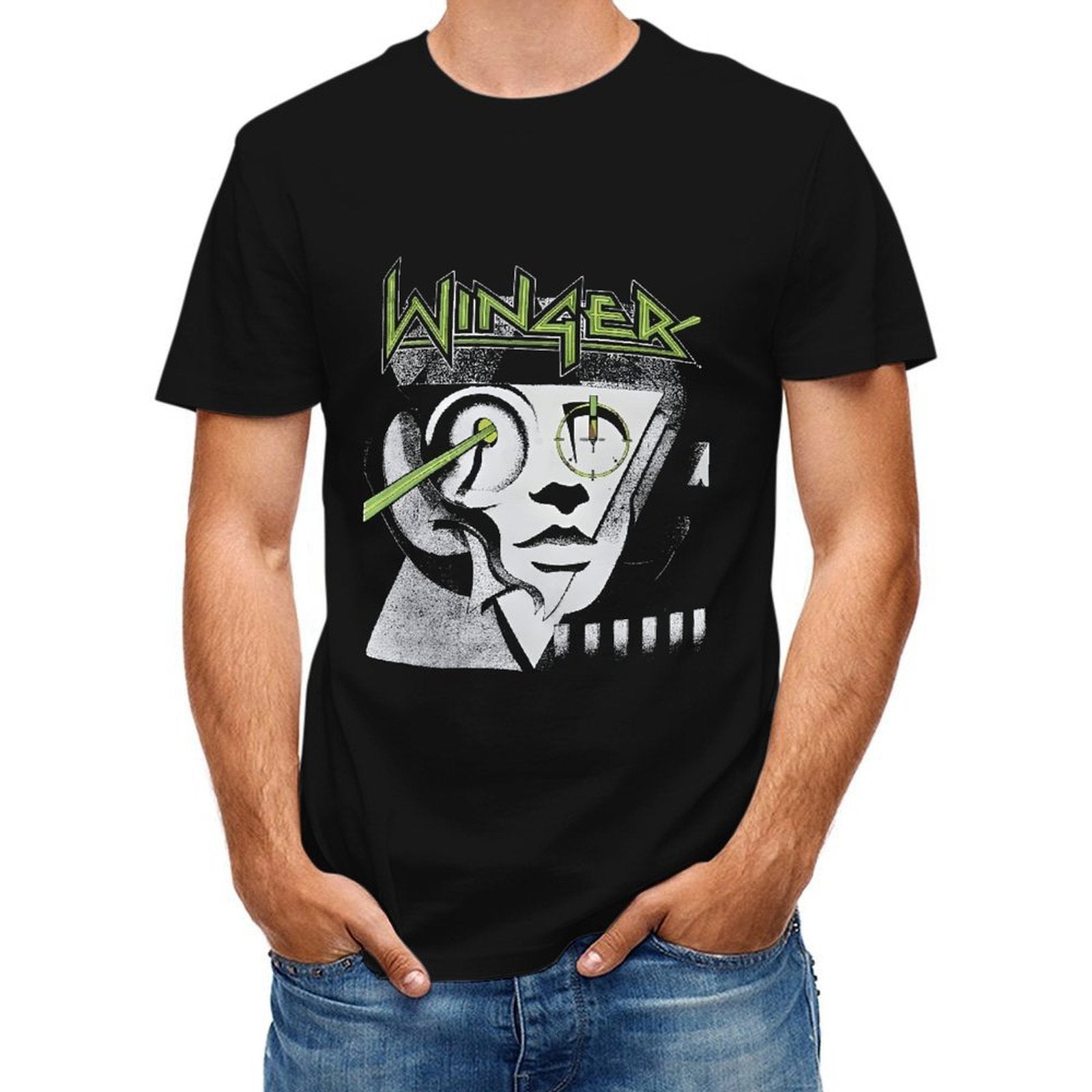 Inkmay Casual  Cotton T-shirt Winger Band Artwork With Triangle Unisex T-shirtClassicSeries AllSeason T-Shirt