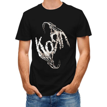 Inkmay Casual Cotton T-shirt Skeletal Hands Reaching Outwards Artwork Design Unisex T-shirtSoft ComfortFit T-Shirt