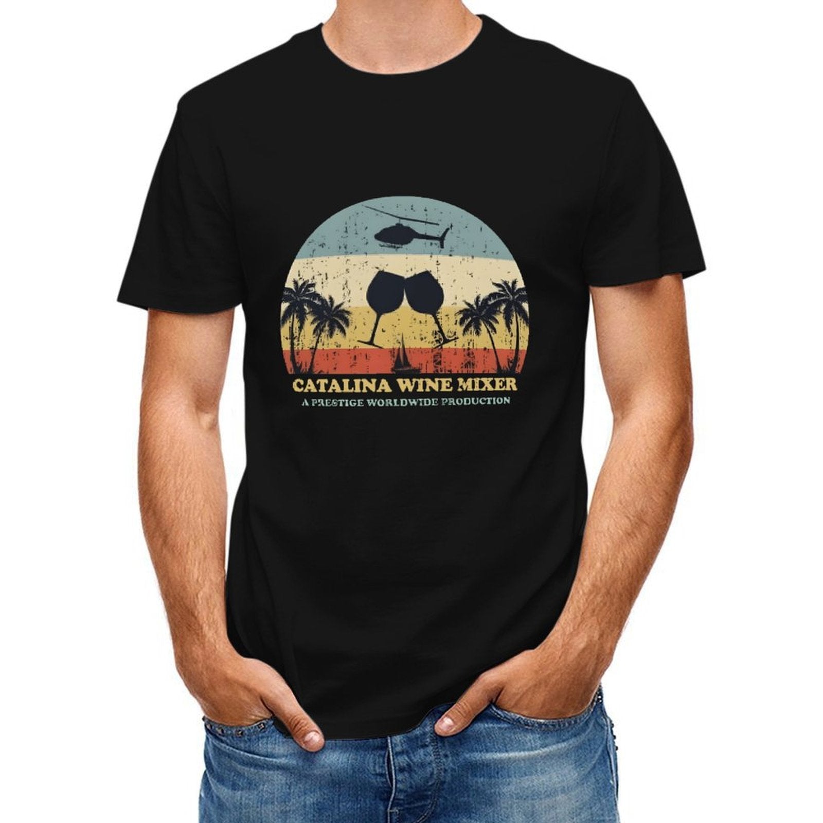 Inkmay Casual  Cotton T-shirt Catalina Wine Mixer Helicopter Palm Trees Unisex T-shirtNeutral EverydayFit T-Shirt