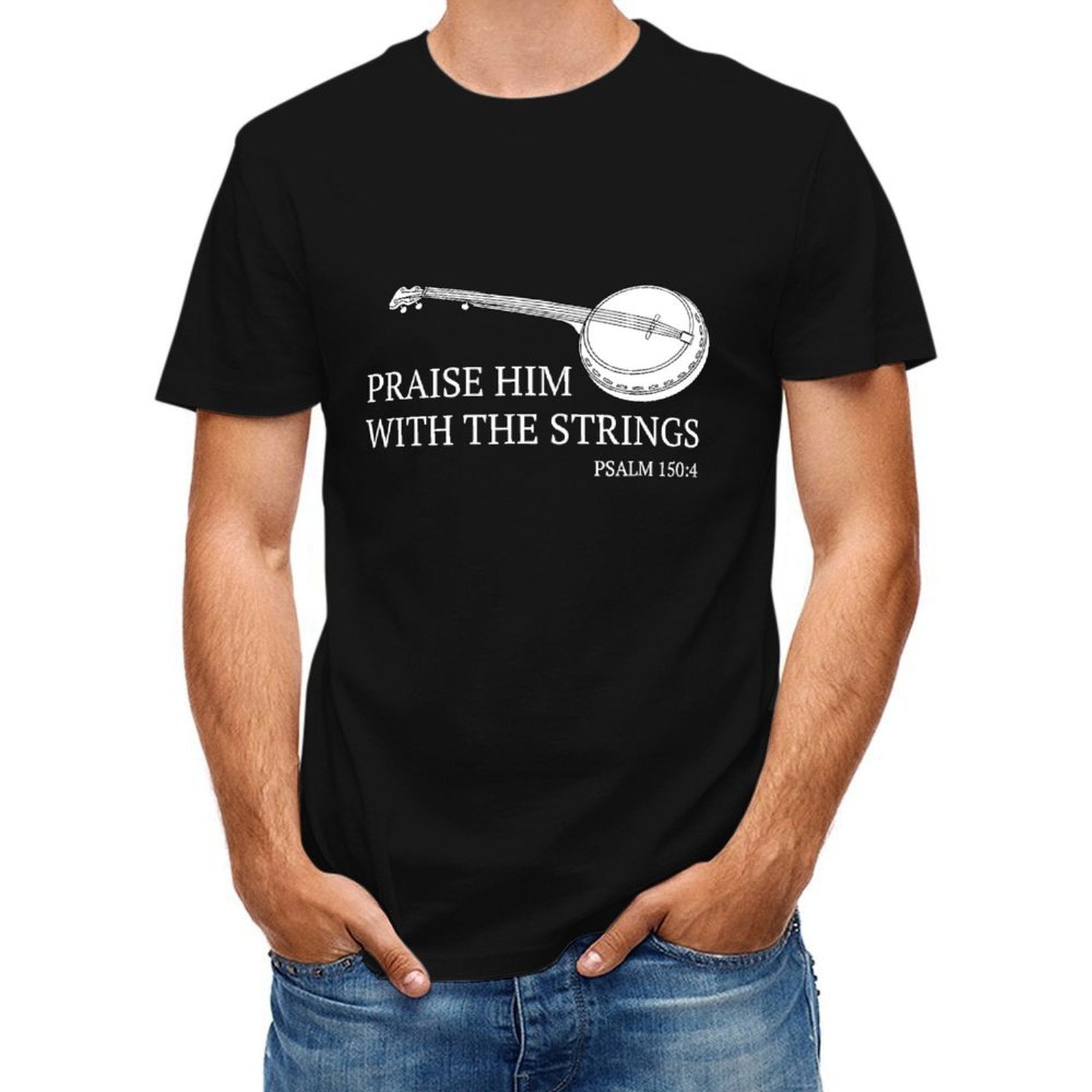 Inkmay Casual Cotton T-shirt Banjo Design With Abstract Background Art Unisex T-shirtEverydayTee ActiveStyle T-Shirt