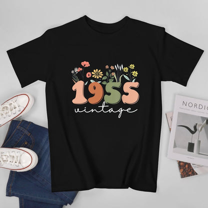 Inkmay Casual  Cotton T-shirt Floral Design With Numbers And Text Unisex T-shirtUrban Sleek T-Shirt