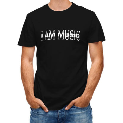 Inkmay Casual Cotton T-shirt I Am Music Bold White Letters Unisex T-shirtAllSeason ActiveWear T-Shirt