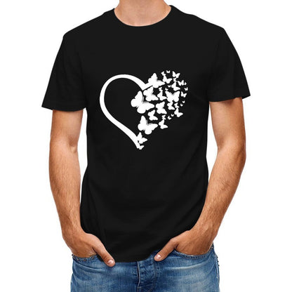 Inkmay Casual Cotton T-shirt Abstract Floral Design With Geometric Elements Unisex T-shirtFundraising LifestyleLine T-Shirt