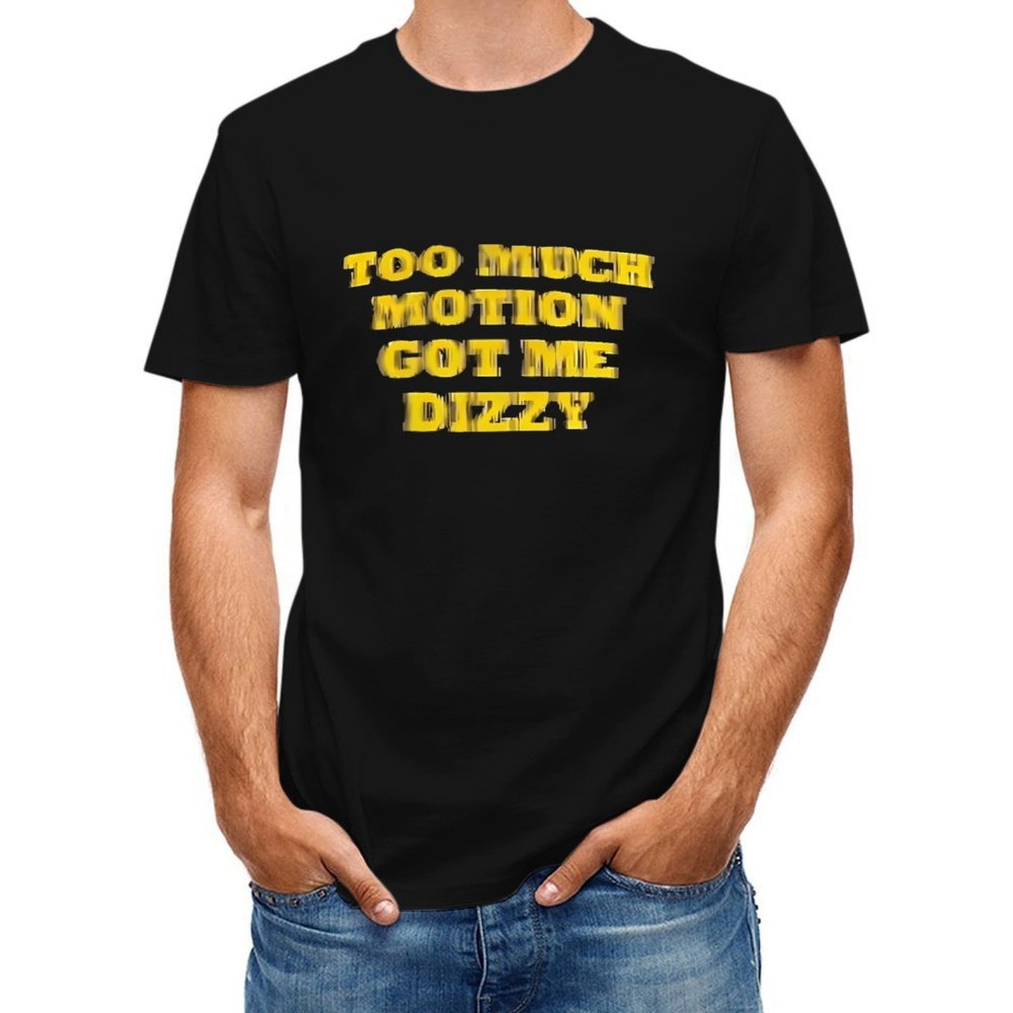 Inkmay Casual Cotton T-shirt Bold Yellow Text On Black Background Unisex T-shirtFitted Regular T-Shirt