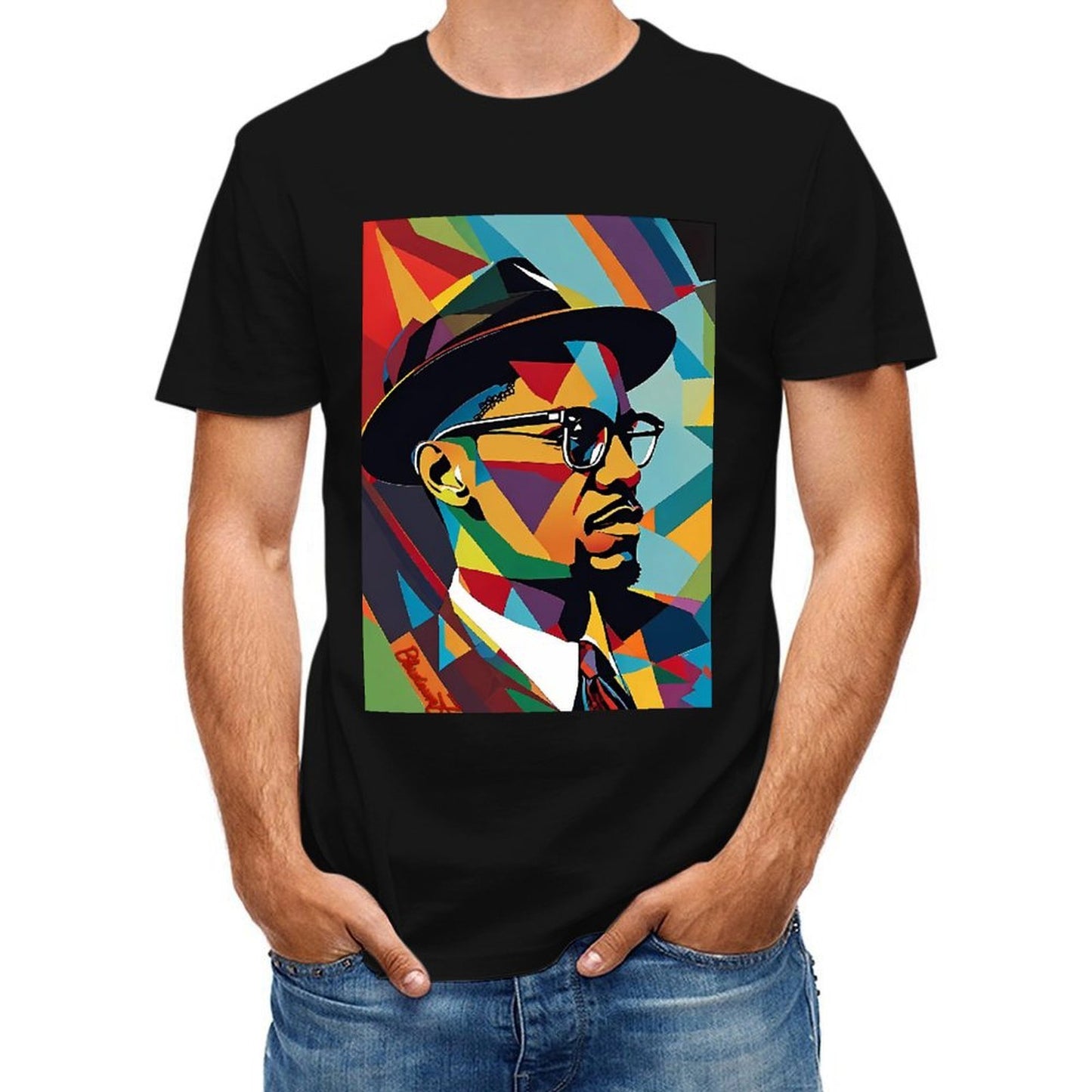 Inkmay Casual Cotton T-shirt Colorful Abstract Portrait With Geometric Shapes Unisex T-shirtComfortFit EverydayTee T-Shirt