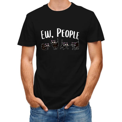 inkmay-casual-cotton-t-shirt-black-cats-with-pink-accents-unisex-t-shirt