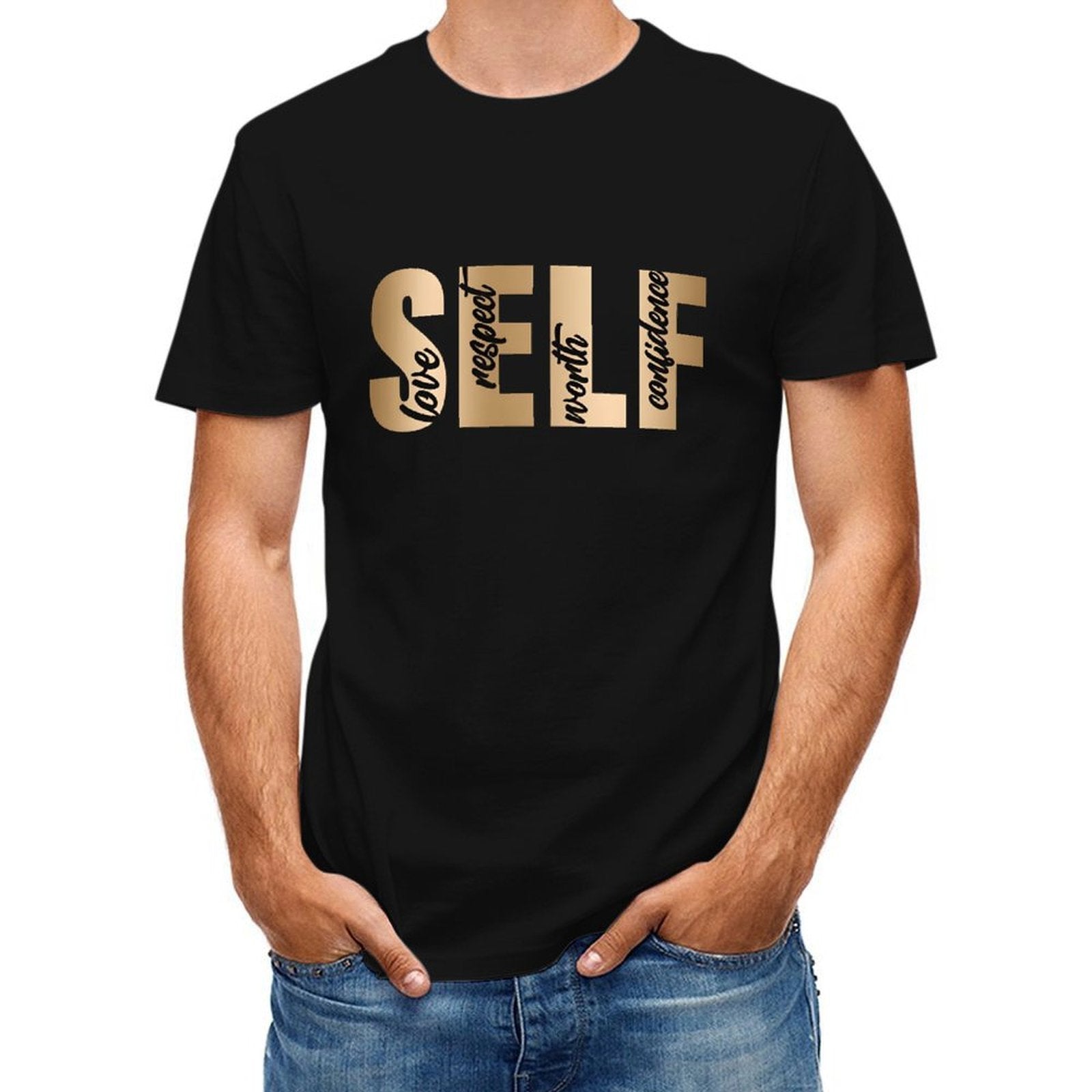 Inkmay Casual Cotton T-shirt Self Love Respect Worth Confidence Art Unisex T-shirtLifestyle Moisture-Wicking T-Shirt