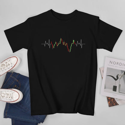 Inkmay Casual  Cotton T-shirt Candlestick Chart With Volatility Spikes Unisex T-shirtActiveWear Heat-Transfer T-Shirt