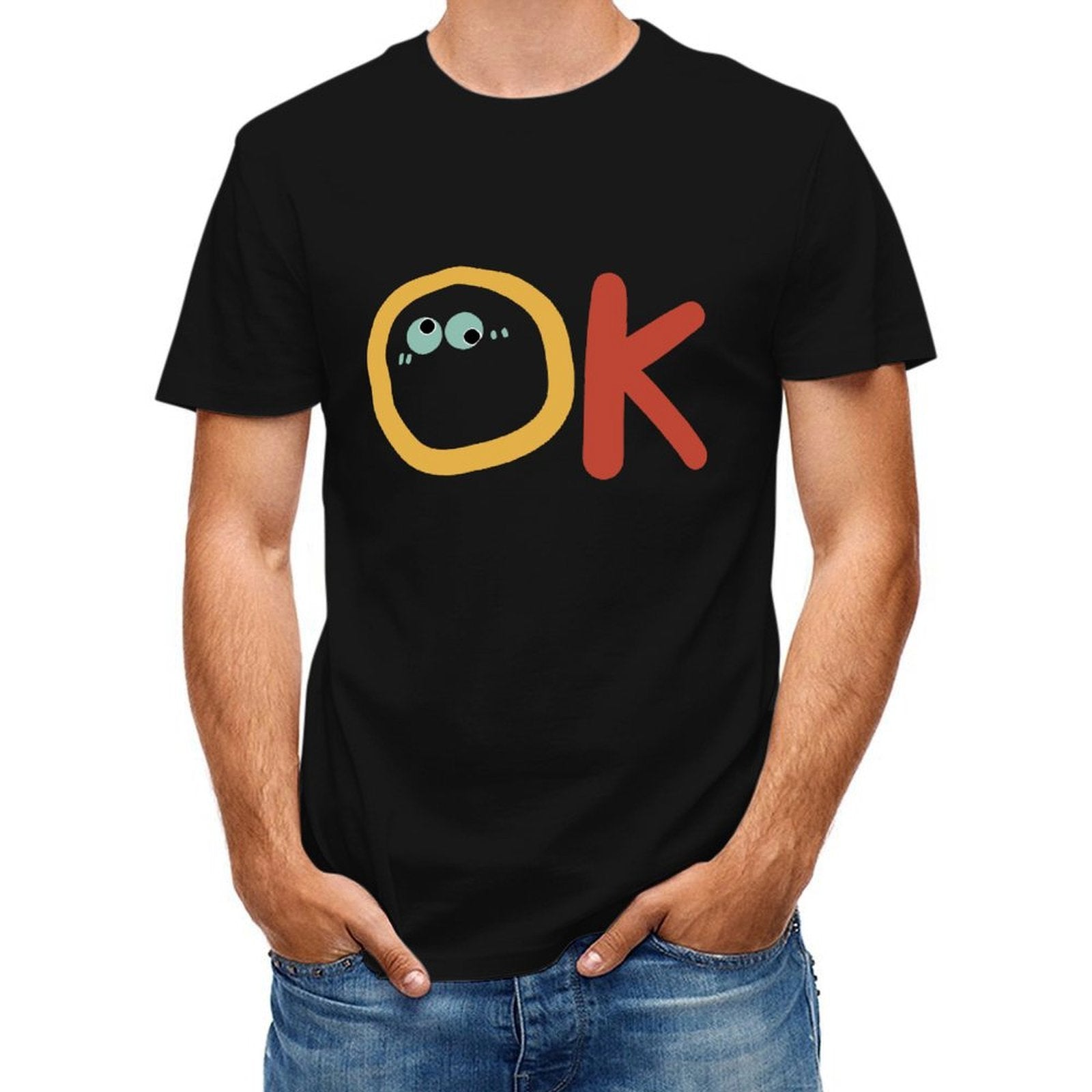 Inkmay Casual Cotton T-shirt Ok With Eyes And Red Unisex T-shirtActiveLine Strong T-Shirt