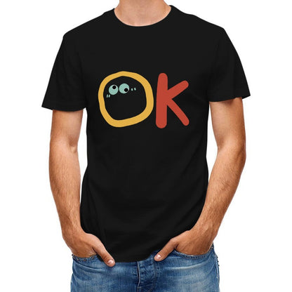 Inkmay Casual Cotton T-shirt Ok With Eyes And Red Unisex T-shirtActiveLine Strong T-Shirt