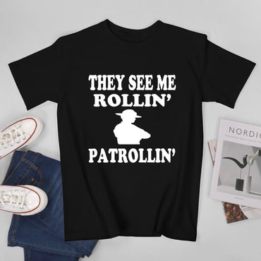 Inkmay Casual  Cotton T-shirt Patrolling Silhouette With Text Overlay Design Unisex T-shirtBasicSeries Premium Finish T-Shirt