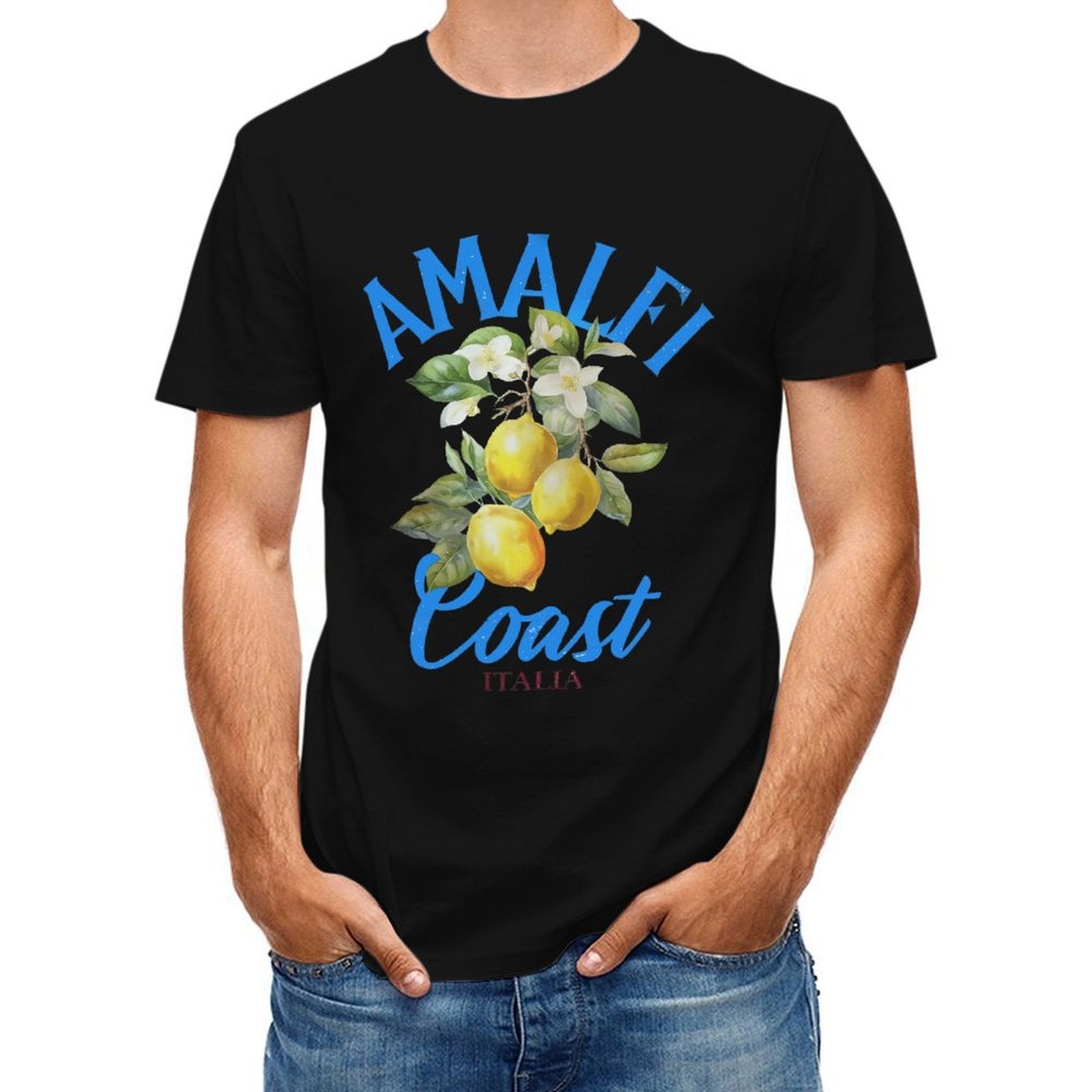Inkmay Casual Cotton T-shirt Lemon Blossom Branch With Yellow Fruits Unisex T-shirtClean Edges Edition T-Shirt