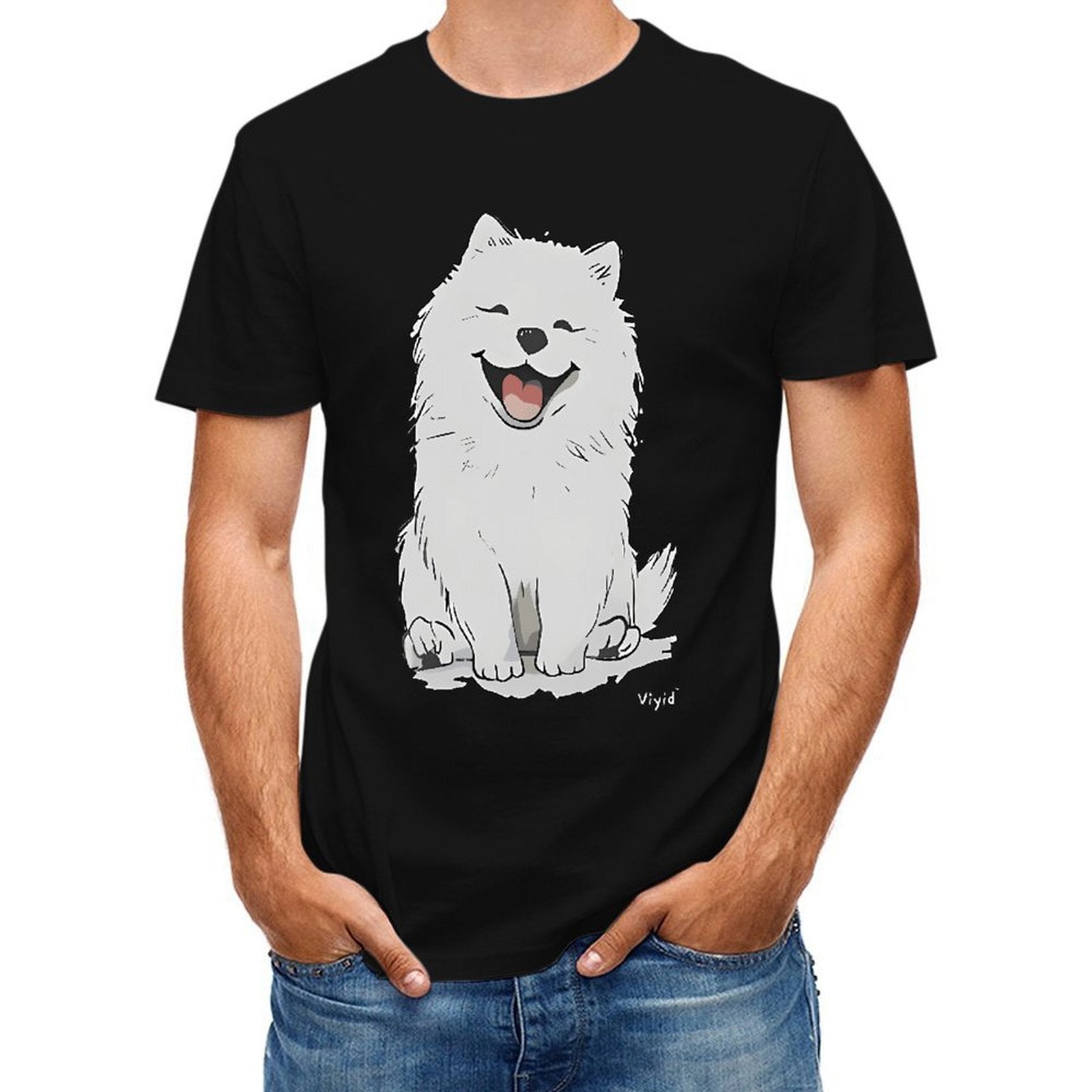 inkmay-casual-cotton-t-shirt-happy-white-dog-with-smiling-face-unisex-t-shirt