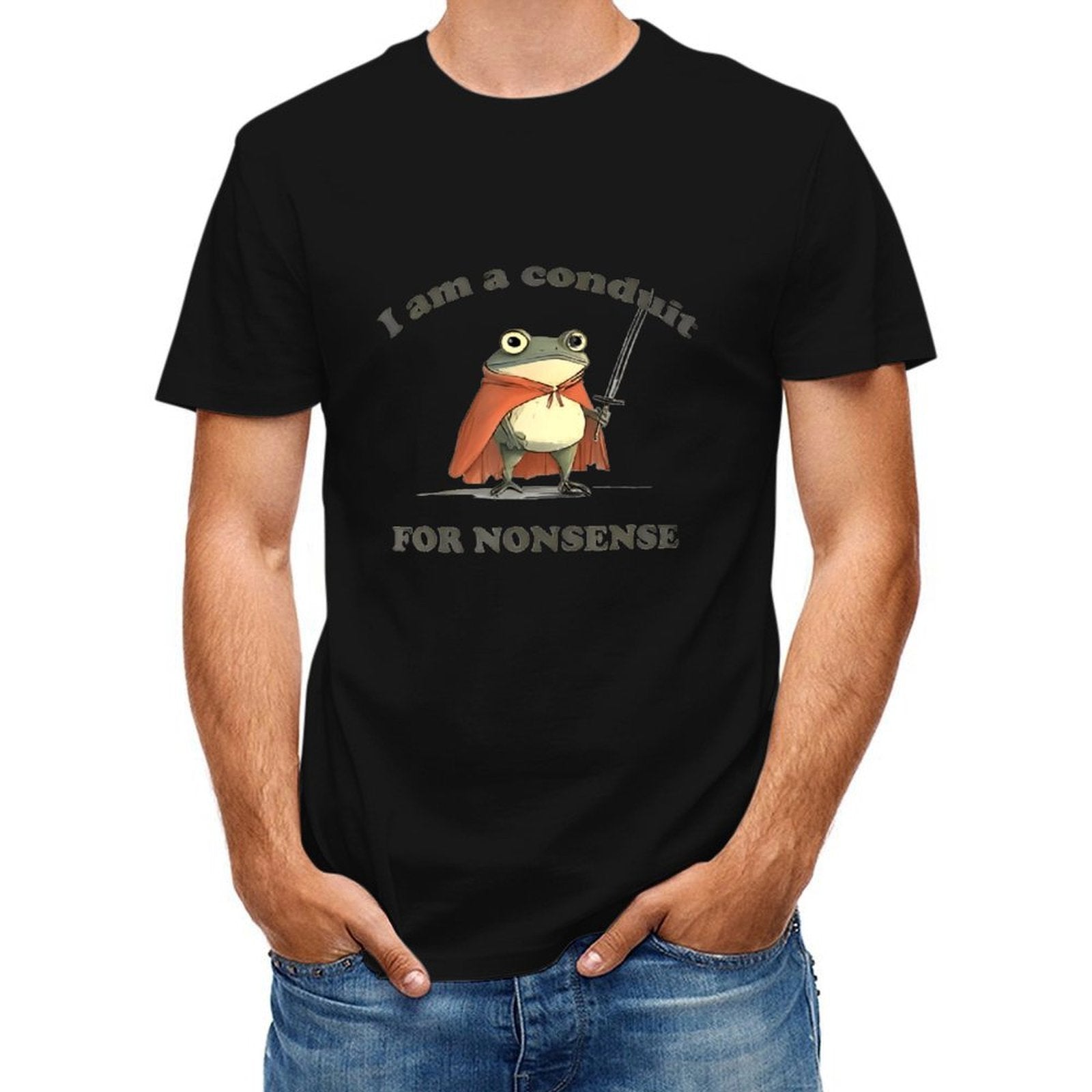 Inkmay Casual Cotton T-shirt Frog With Cape And Sword Unisex T-shirtPremiumSeries Signature T-Shirt