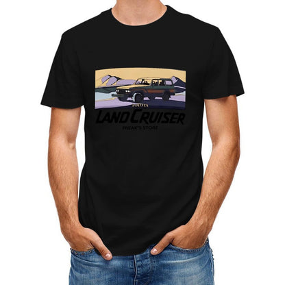 Inkmay Casual Cotton T-shirt Toyota Car In Desert Landscape Art Unisex T-shirtCoreLine Batch-Printed T-Shirt