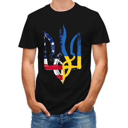 Inkmay Casual  Cotton T-shirt Abstract Flag Fusion Artwork Design Elements Unisex T-shirtSignature Plain T-Shirt