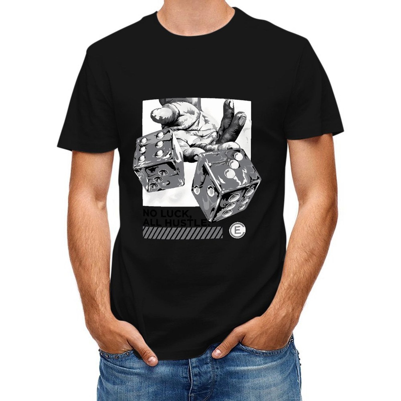 Inkmay Casual Cotton T-shirt Dice Rolling Hands Artistic Pattern Prints Unisex T-shirtPlain Fresh T-Shirt