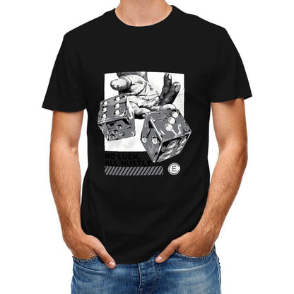 Inkmay Casual Cotton T-shirt Dice Rolling Hands Artistic Pattern Prints Unisex T-shirtPlain Fresh T-Shirt