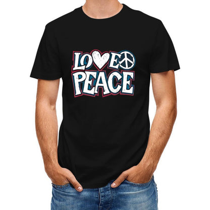 Inkmay Casual  Cotton T-shirt Love Peace Pattern Prints With Symbols Unisex T-shirtSimpleFit StreetStyle T-Shirt