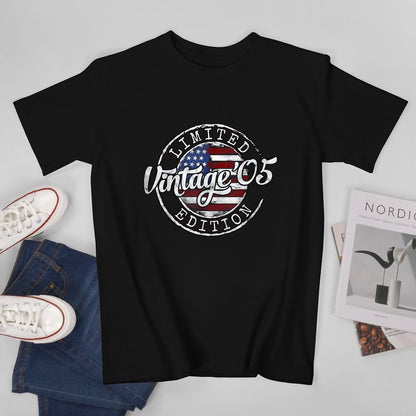 Inkmay Casual  Cotton T-shirt Limited Edition Vintage American Flag Design Unisex T-shirtCleanCut Performance T-Shirt