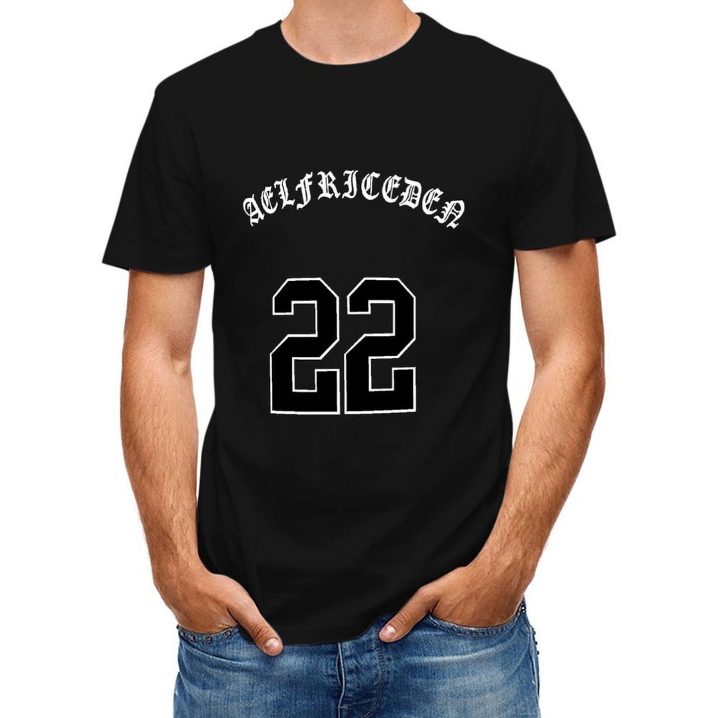 Inkmay Casual Cotton T-shirt Bold Black Number Twenty Two Print Unisex T-shirtEco-Conscious Heritage T-Shirt