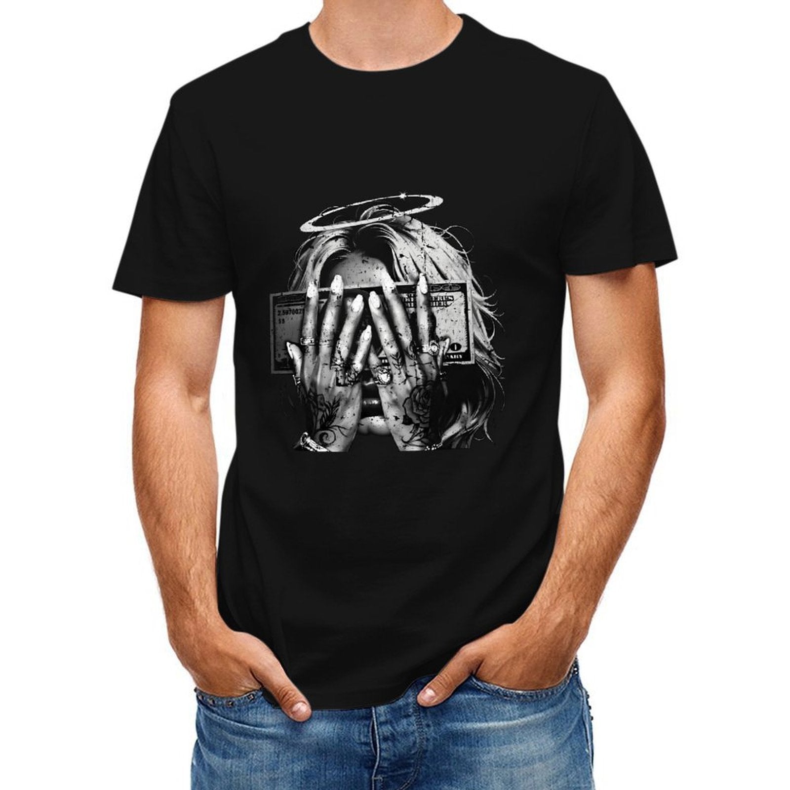 Inkmay Casual Cotton T-shirt Abstract Art With Floral Elements Design Unisex T-shirtModernFit Classic T-Shirt