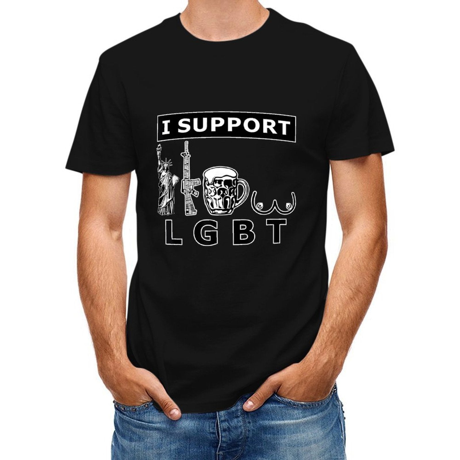 Inkmay Casual Cotton T-shirt Lgbt Support With Statue And Unisex T-shirtMidweight Eco / Sustainable T-Shirt
