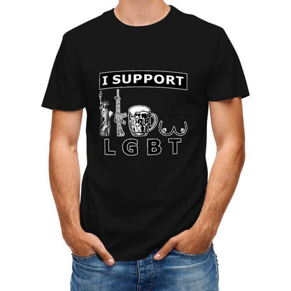Inkmay Casual Cotton T-shirt Lgbt Support With Statue And Unisex T-shirtMidweight Eco / Sustainable T-Shirt