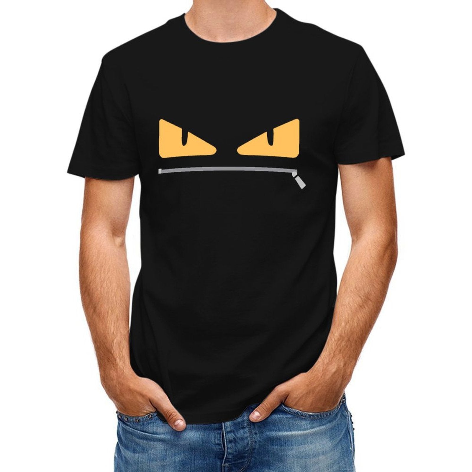 Inkmay Casual Cotton T-shirt Abstract Yellow And Black Design Unisex T-shirtEverydayFit Indoor T-Shirt
