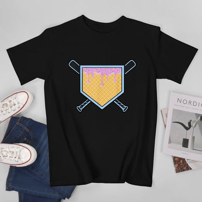 Inkmay Casual  Cotton T-shirt Ice Cream Dripping On Waffle Unisex T-shirtOversized Premium T-Shirt