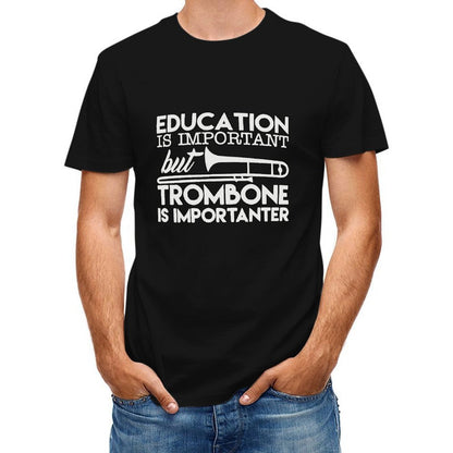 Inkmay Casual  Cotton T-shirt Education Is Important But Trombone Unisex T-shirtActiveWear Reliable T-Shirt