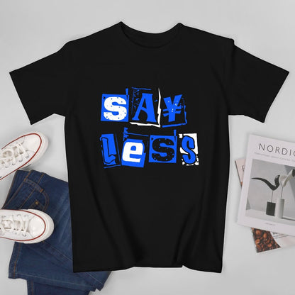 Inkmay Casual  Cotton T-shirt Blue Background With White Lettering Design Unisex T-shirt