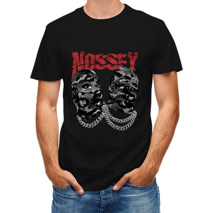 Inkmay Casual Cotton T-shirt Camouflage Faces With Bold Chains Unisex T-shirtFitted Bold T-Shirt