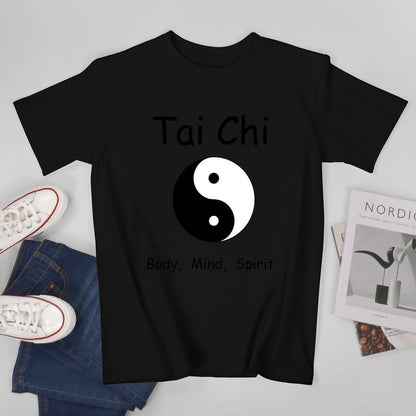 Inkmay Casual  Cotton T-shirt Yin And Yang Symbol Black White Unisex T-shirtOutdoor SimpleFit T-Shirt
