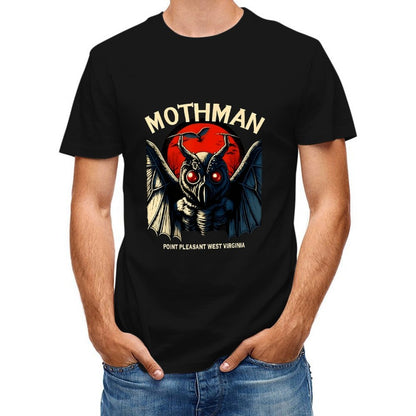 Inkmay Casual  Cotton T-shirt Mothman With Red Eyes And Wings Unisex T-shirtEverydayWear Neat T-Shirt