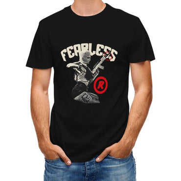 Inkmay Casual Cotton T-shirt Fearless Soldier With Gun And Shield Unisex T-shirtStreetStyle Fade-Proof T-Shirt