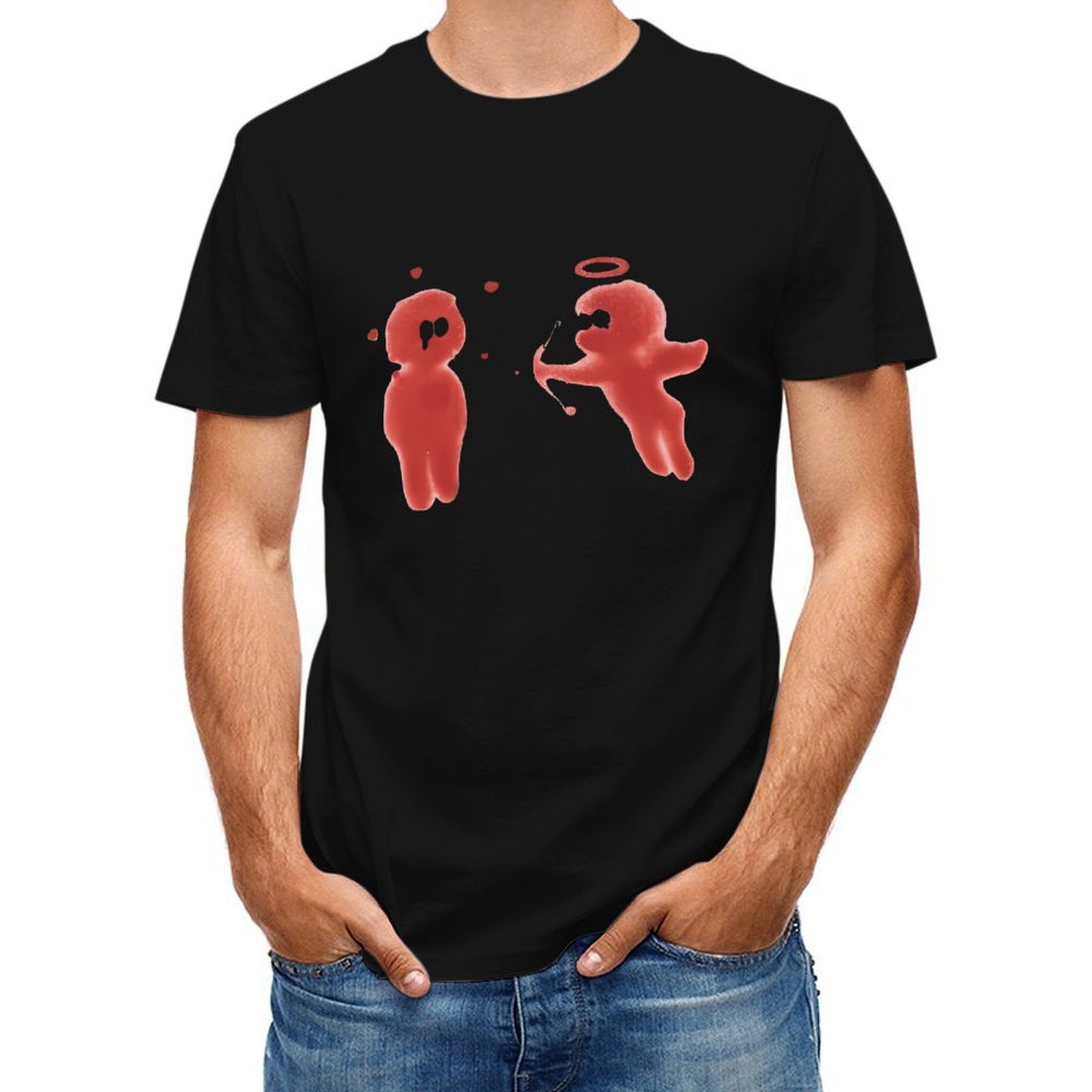 Inkmay Casual Cotton T-shirt Two Red Ghosts With Halo Unisex T-shirtOriginal  T-Shirt