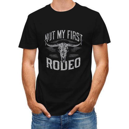 Inkmay Casual  Cotton T-shirt Bull Skull With Text Overlay Design Unisex T-shirtSimple EverydayComfort T-Shirt