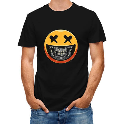 Inkmay Casual Cotton T-shirt Skull Face With Crossed Eyes Unisex T-shirtEasyStyle Sport T-Shirt