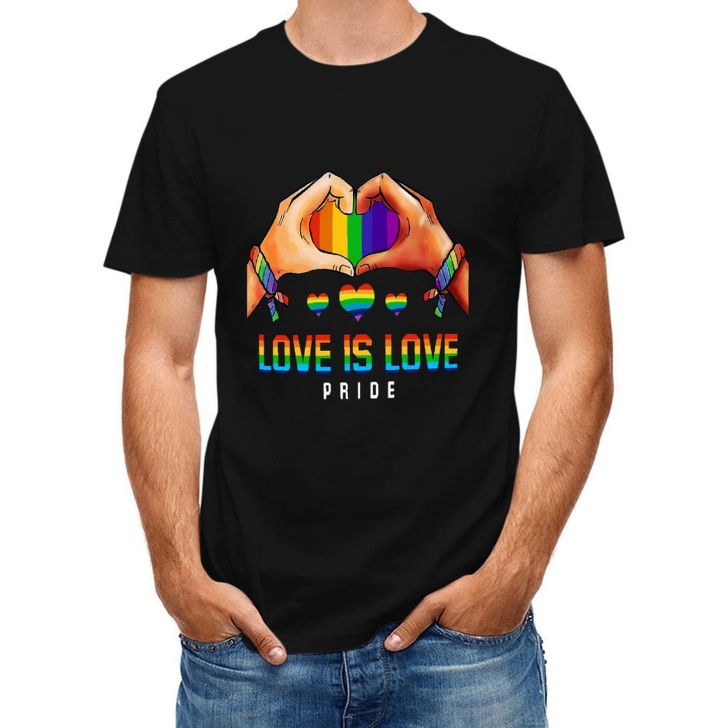 Inkmay Casual Cotton T-shirt Rainbow Colors Form Heart Shape Design Unisex T-shirtMinimal TimelessStyle T-Shirt