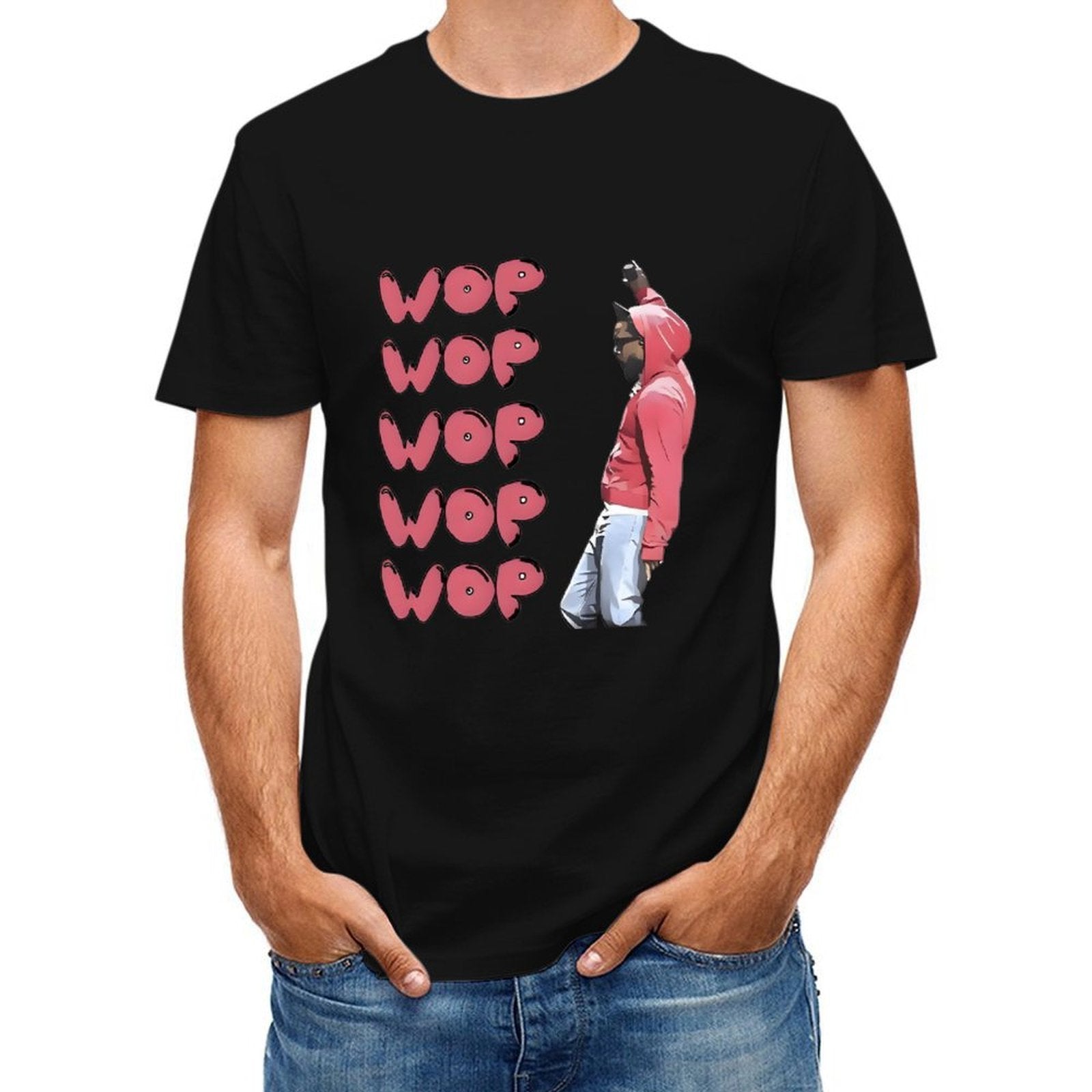 Inkmay Casual  Cotton T-shirt Wop Wop Pattern Print On Fabric Unisex T-shirtTimeless Heavyweight T-Shirt