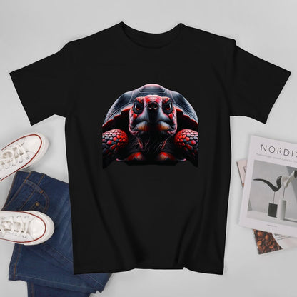 Inkmay Casual  Cotton T-shirt Red And Black Turtle Pattern Art Unisex T-shirtCotton ActiveLine T-Shirt