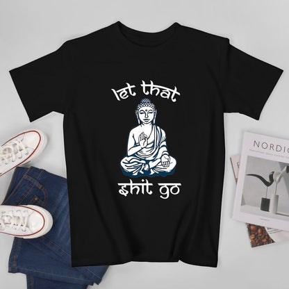 Inkmay Casual  Cotton T-shirt Buddha Sitting In Meditation Pose Art Unisex T-shirtEdition Colorfast T-Shirt
