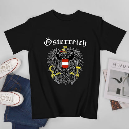 Inkmay Casual  Cotton T-shirt Austria Coat Of Arms Pattern Print Unisex T-shirtSharp Softstyle T-Shirt