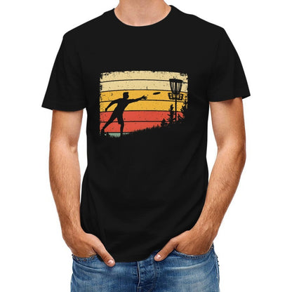 Inkmay Casual  Cotton T-shirt Disc Golf Player Throwing Disc Artwork Unisex T-shirt