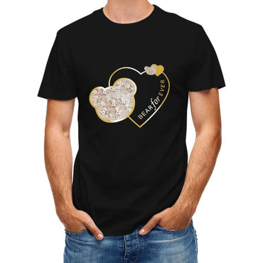 Inkmay Casual Cotton T-shirt Heart Shaped Floral Pattern With Gold Unisex T-shirtEverydaySeries Smooth Feel T-Shirt